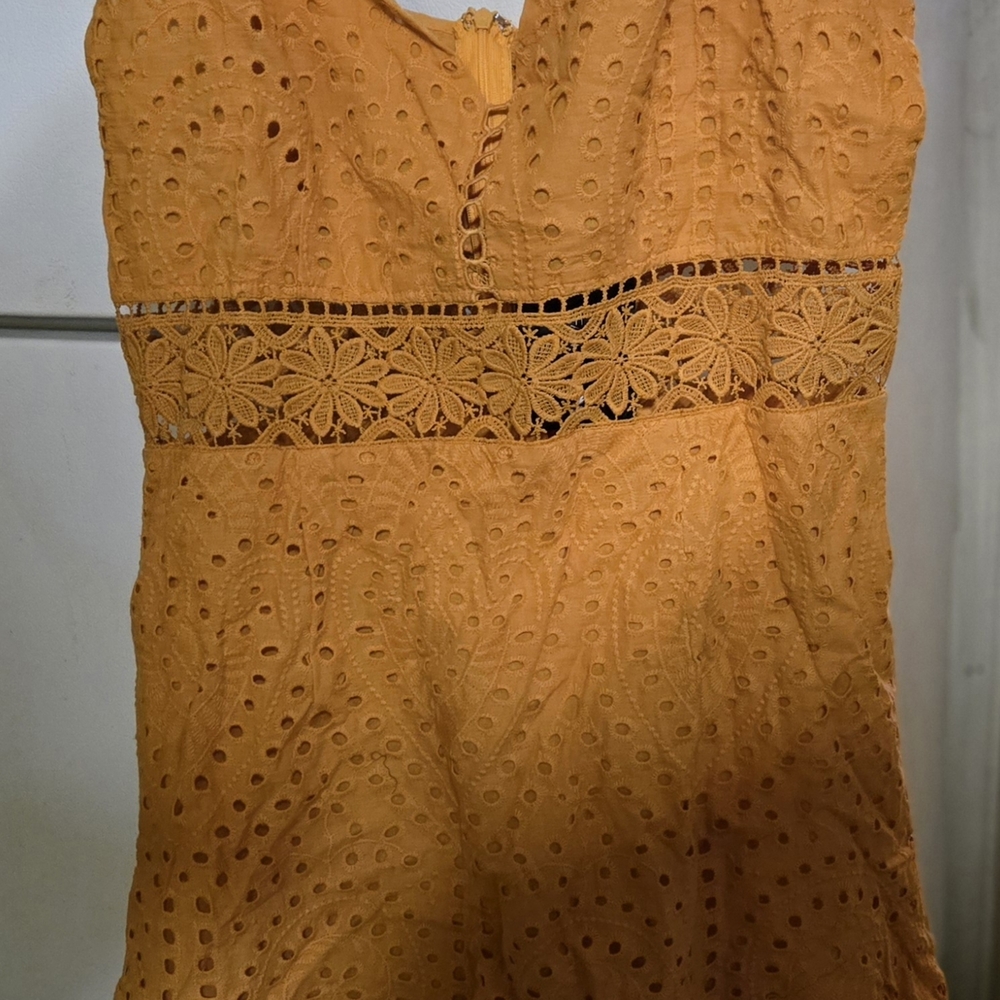 Women's Eyelet Lace Orange Dress By Fashion Nova